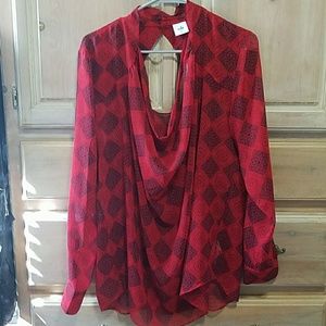 Red flowing blouse